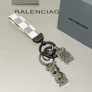 Balenciaga Silver and White Bear Keychain